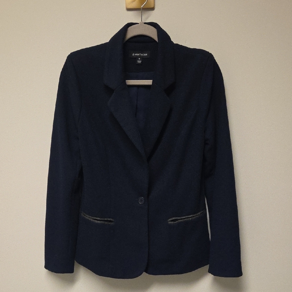 41 Hawthorn Stitch Fix Women's Knit Navy Sweater Blazer, Medium, Elbow Patches